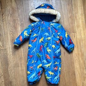 Vibrant Dinosaur Print Kids Snowsuit